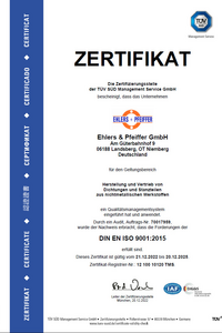 Zertifikat Ehlers und Pfeiffer GmbH